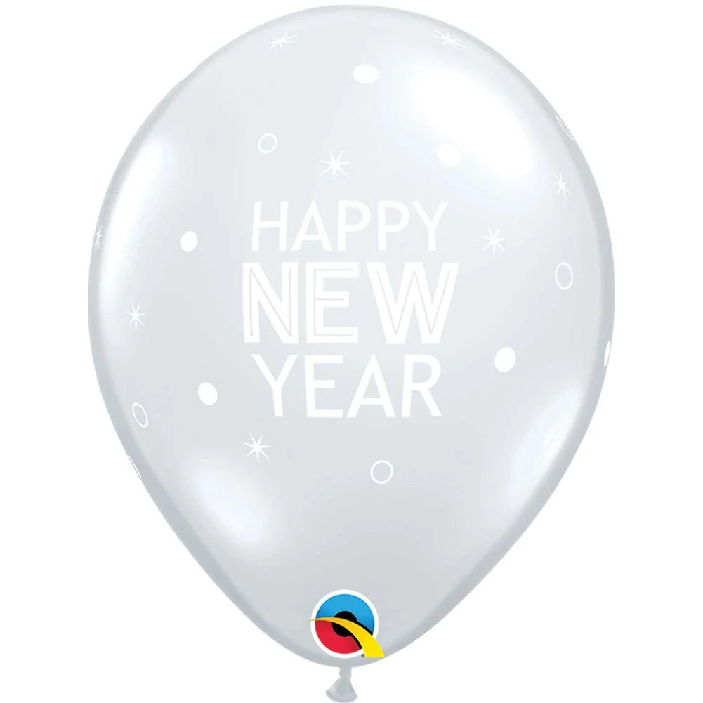 11" New Year Sparkles & Dots Diamond Clear Latex Balloons (50ct)
