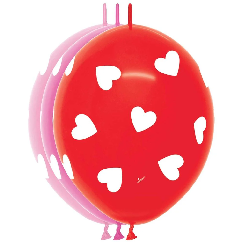 12" Classic Hearts Link-O-Loon Latex Balloons (50ct)