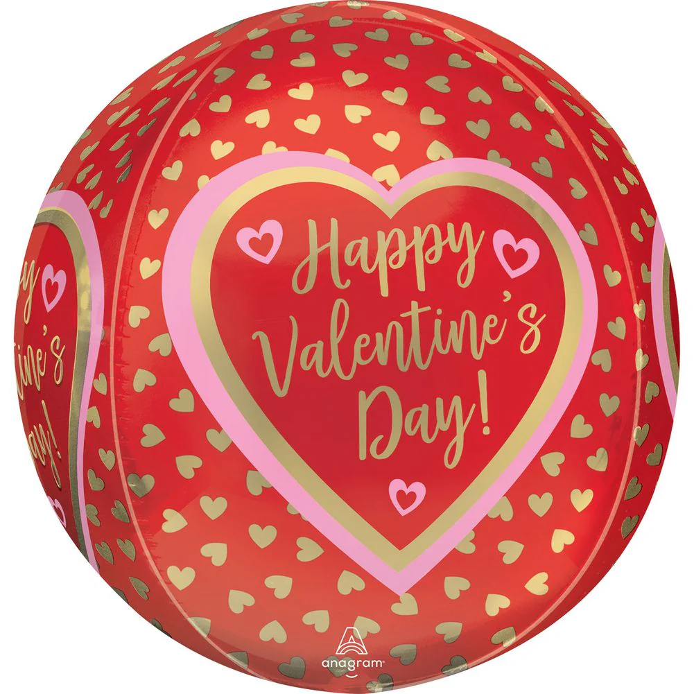 15" Happy Valentine's Day Golden Hearts Orbz Foil Balloon (1ct)