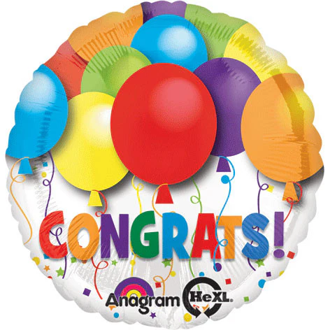 18" Bold Congratulations Balloons Hx