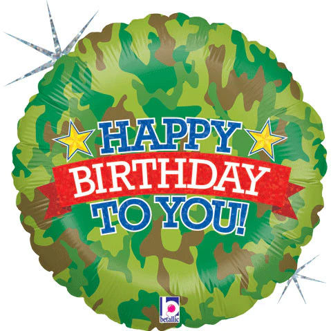 18" Camo Birthday Holographic