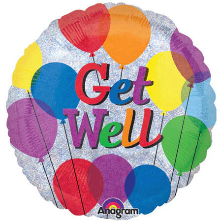 18" Get Well Balloons Holographic