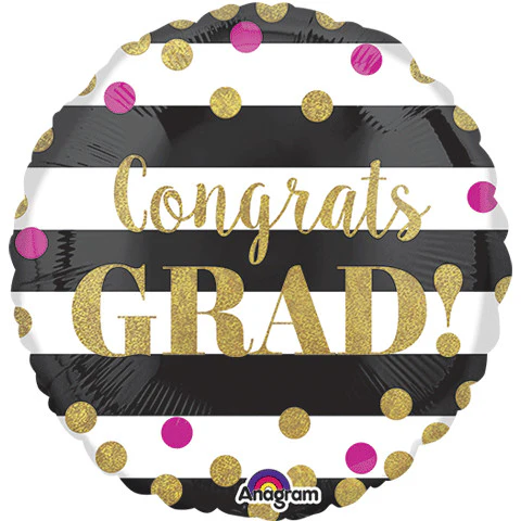 18" Gold Confetti Grad Holographic