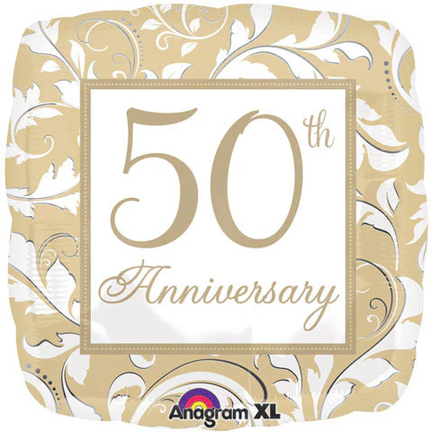 18" Gold Elegant Scroll 50th Anniversary