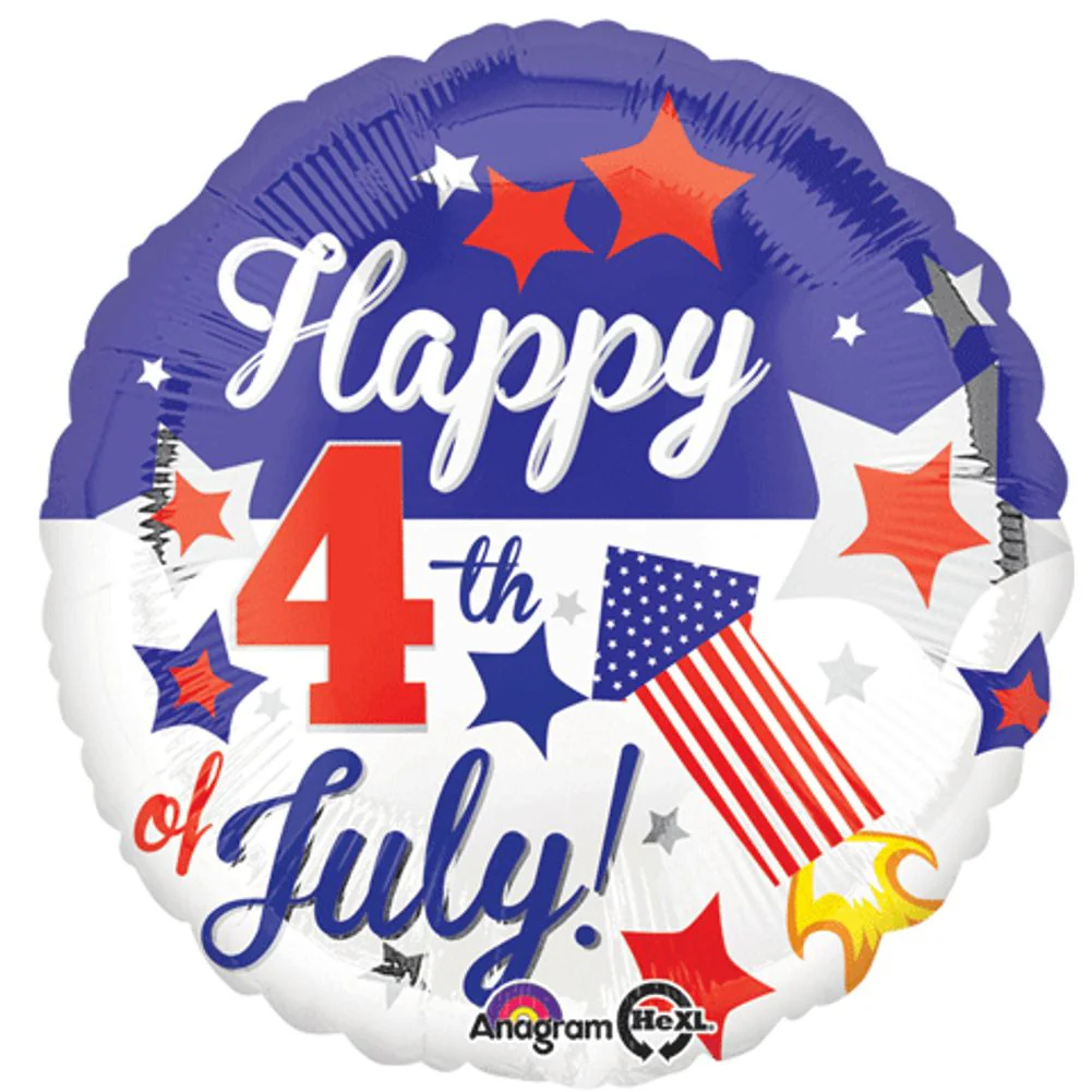 18" Happy 4th Foil Balloon