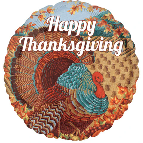18" Happy Thanksgiving Turkey Foil Balloon