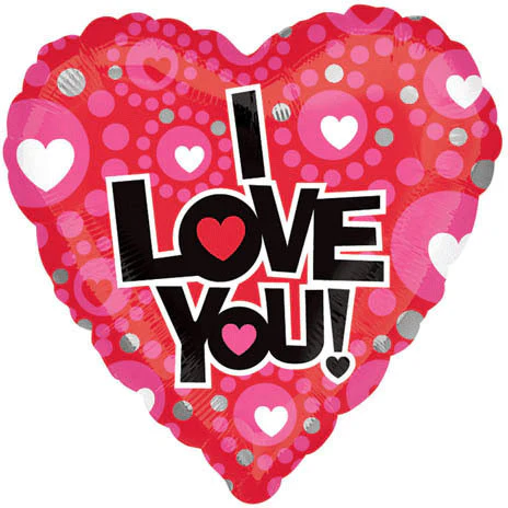 18" Love Heart Dot Pattern Foil Balloon