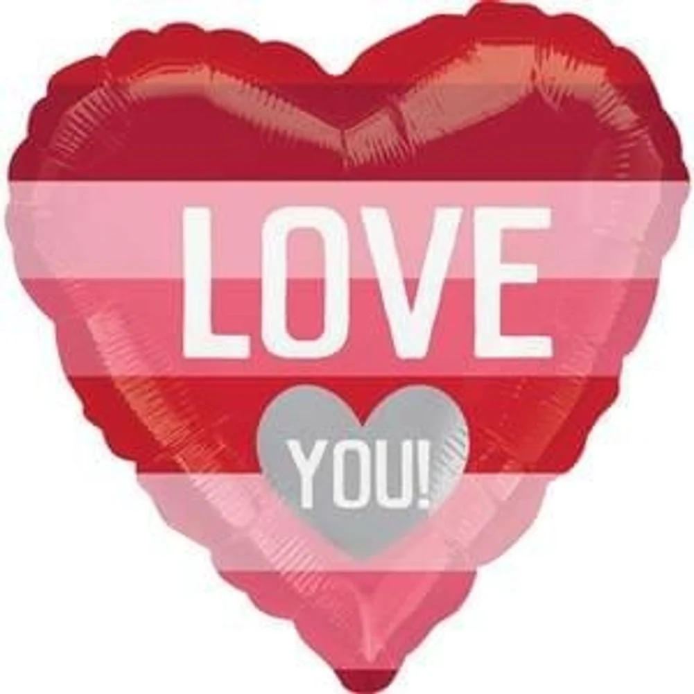 18" Love You Pink & Red Stripes Vlp Foil Balloon (1ct)