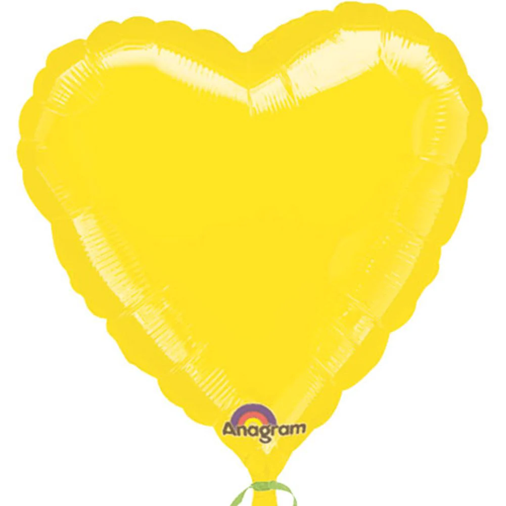 18" Metallic Yellow Heart Anagram Balloon (1 ct)