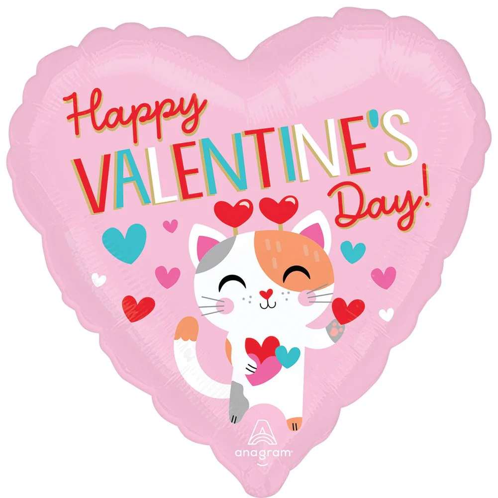 18" Purr-fect Valentine Kitty Foil Balloon (1ct)