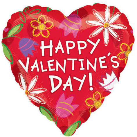 18" Valentine Sketch Flowers Foil Balloon