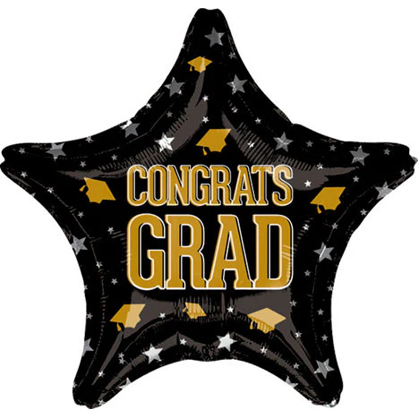 19" Congrats Grad Stars & Caps Vlp Hx