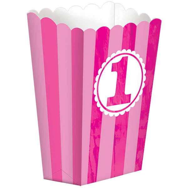 1st Birthday Girl Small Popcorn Boxes (5ct)