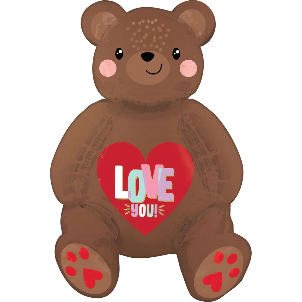20" Satin Love Bear Sitter Consumer Inflated Multi-balloon Foil Balloon (1ct)
