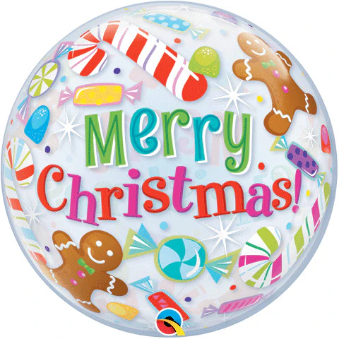 22" CHRISTMAS CANDIES & TREAT BUBBLE BALLOON