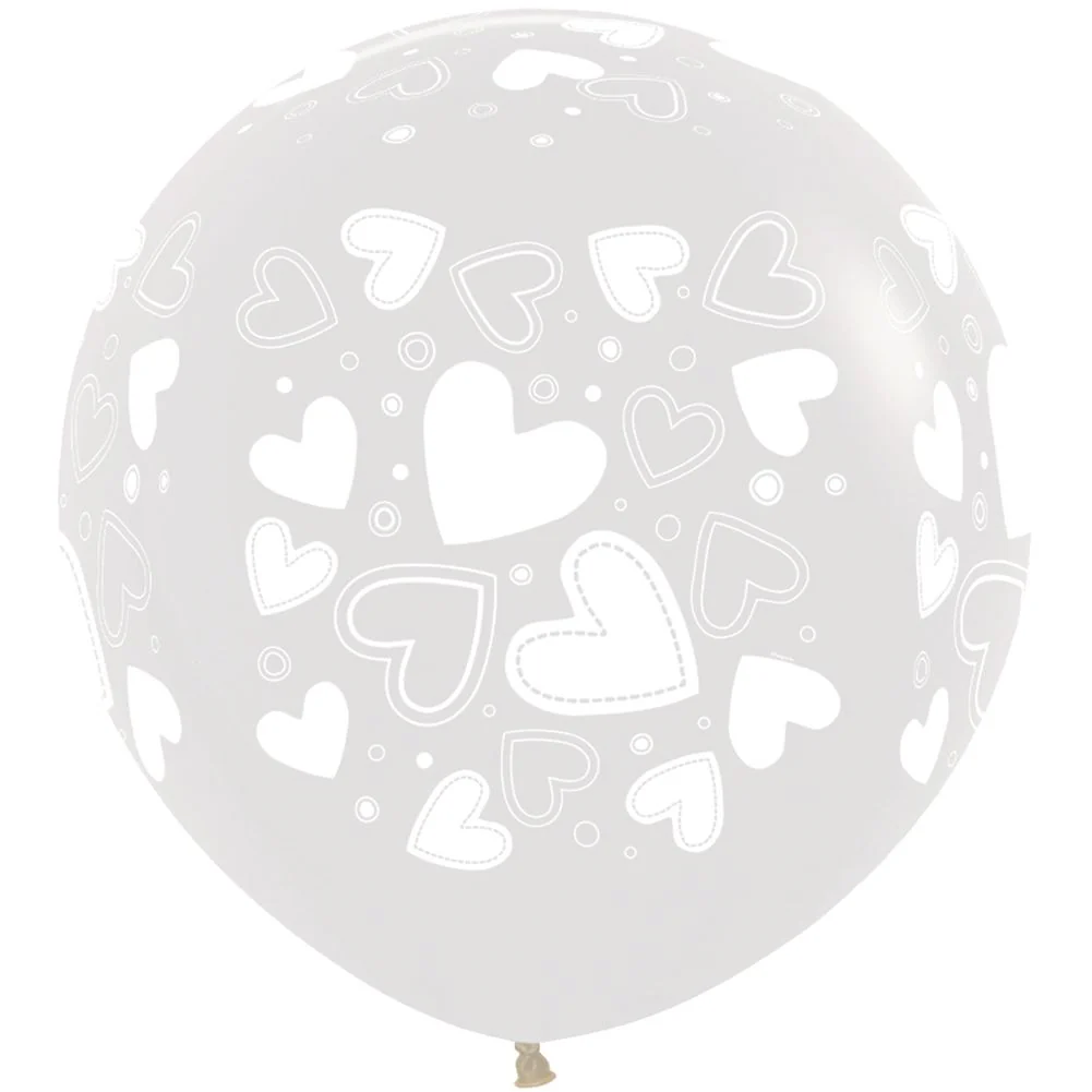 24" Assorted Hearts Crystal Clear All Over Foil Balloon (1ct)