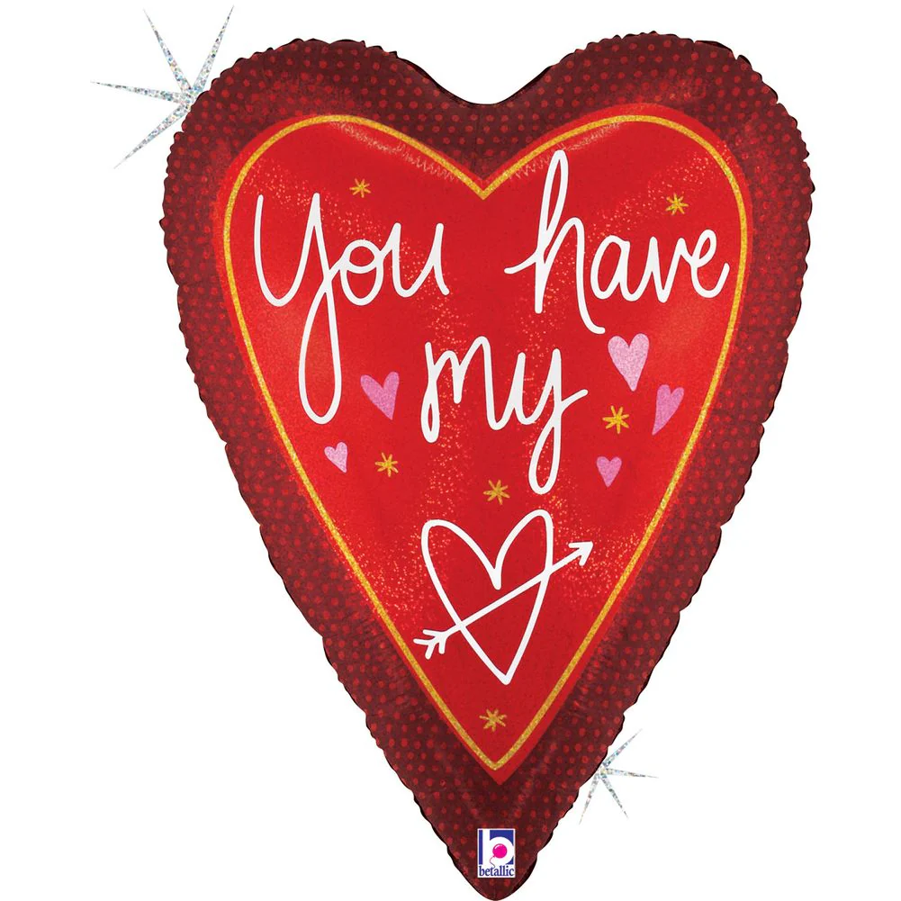 26" Elegant You Have My Heart Glitter Holographic Foil Balloon (1ct)