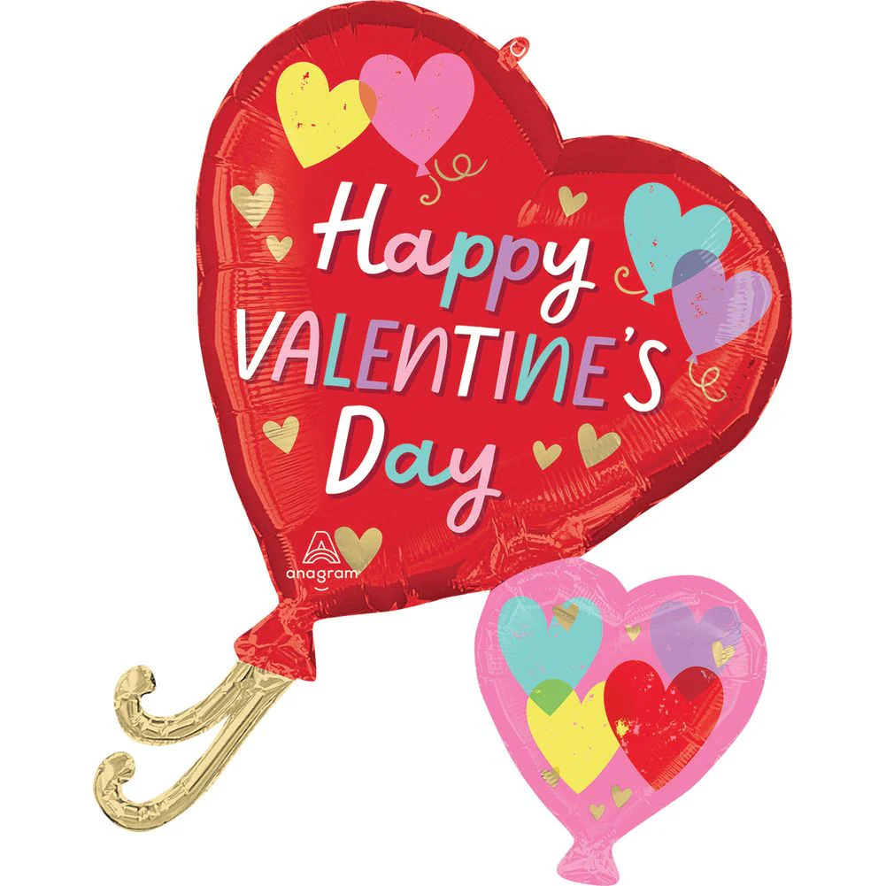 29" Happy Valentine's Day Hearts On Hearts Super Shape Foil Balloon (1ct)