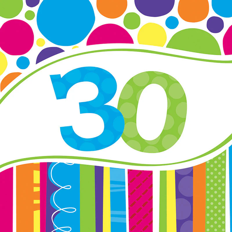 30 Bright and Bold Luncheon Napkins (18ct)