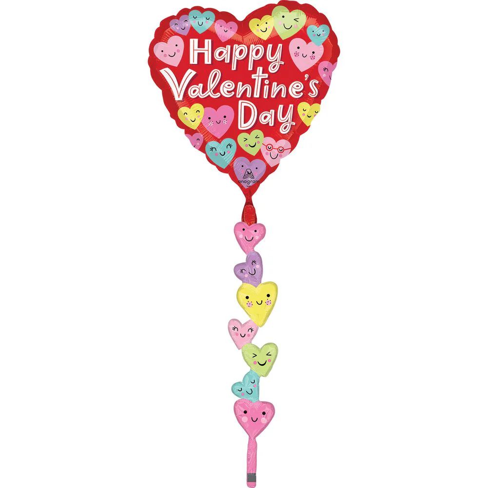31" Airwalker–Happy Valentine’s Day Happy Hearts Foil Balloon (1ct)