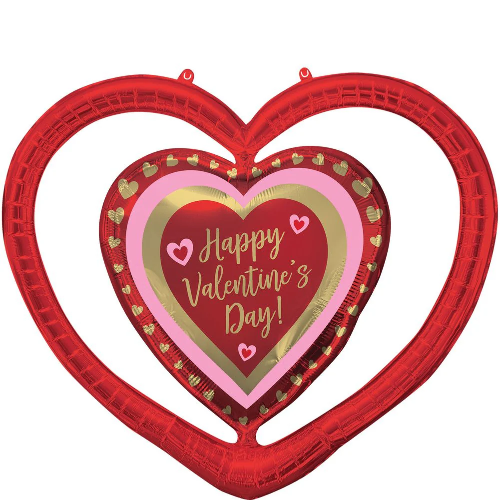 31" Happy Valentine's Day Golden Hearts Open Heart Super Shape Foil Balloon (1ct)