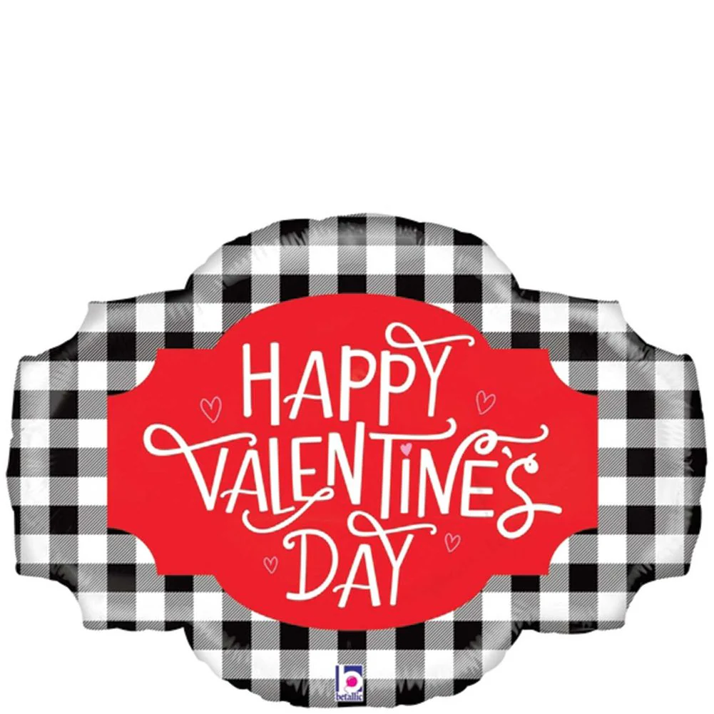 32" Buffalo Plaid Valentine Foil Balloon (1ct)