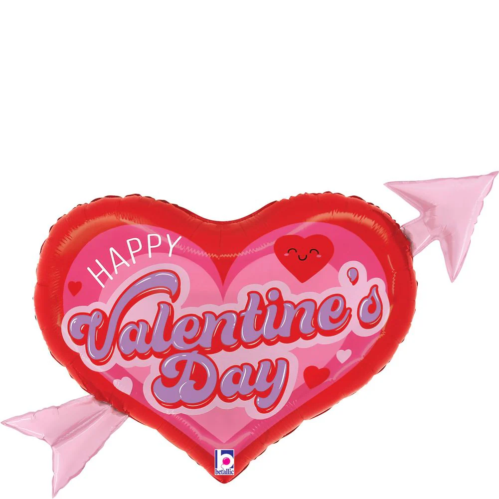 32" Retro Valentine Heart Arrow Foil Balloon (1ct)