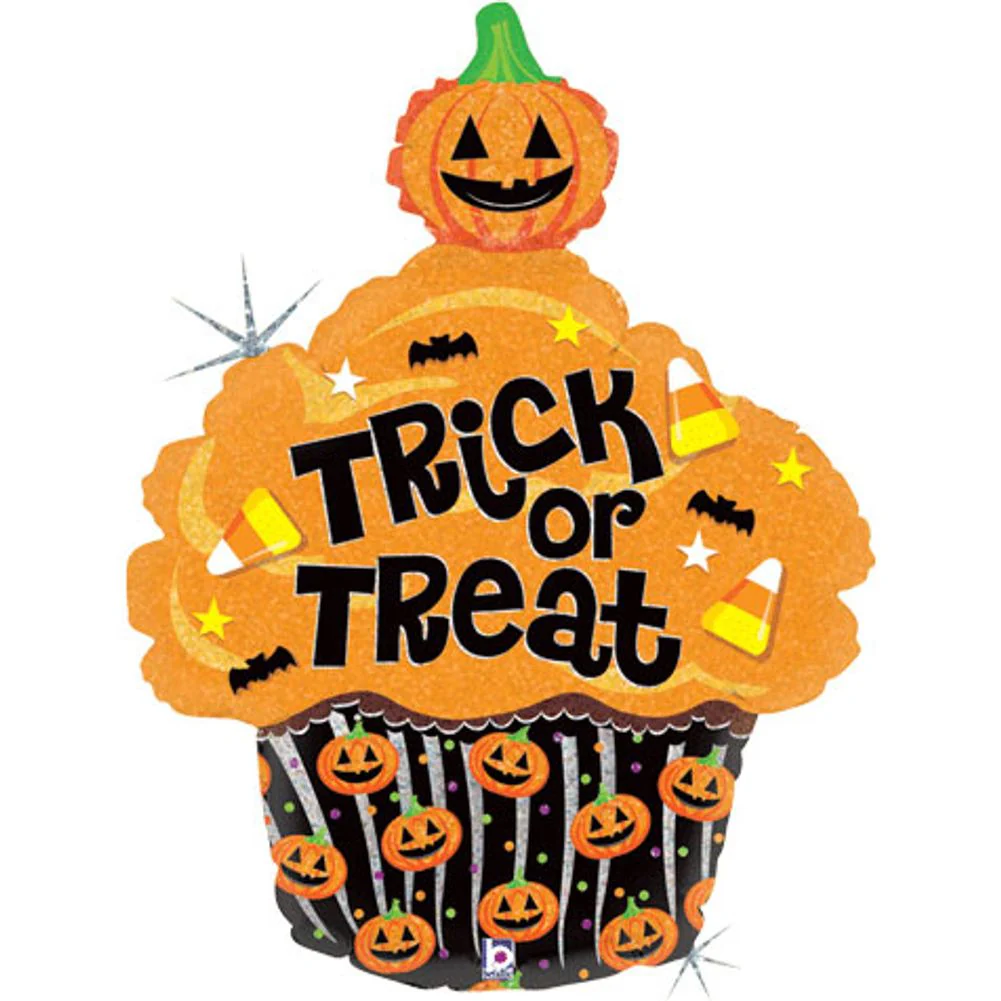 32" Trick Or Treat Cupcake Holographic Helium Shape
