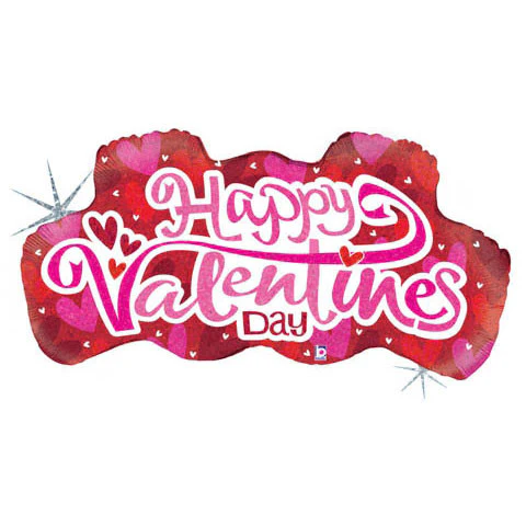 38" Ribbon Valentine's Day Holographic Helium Shape