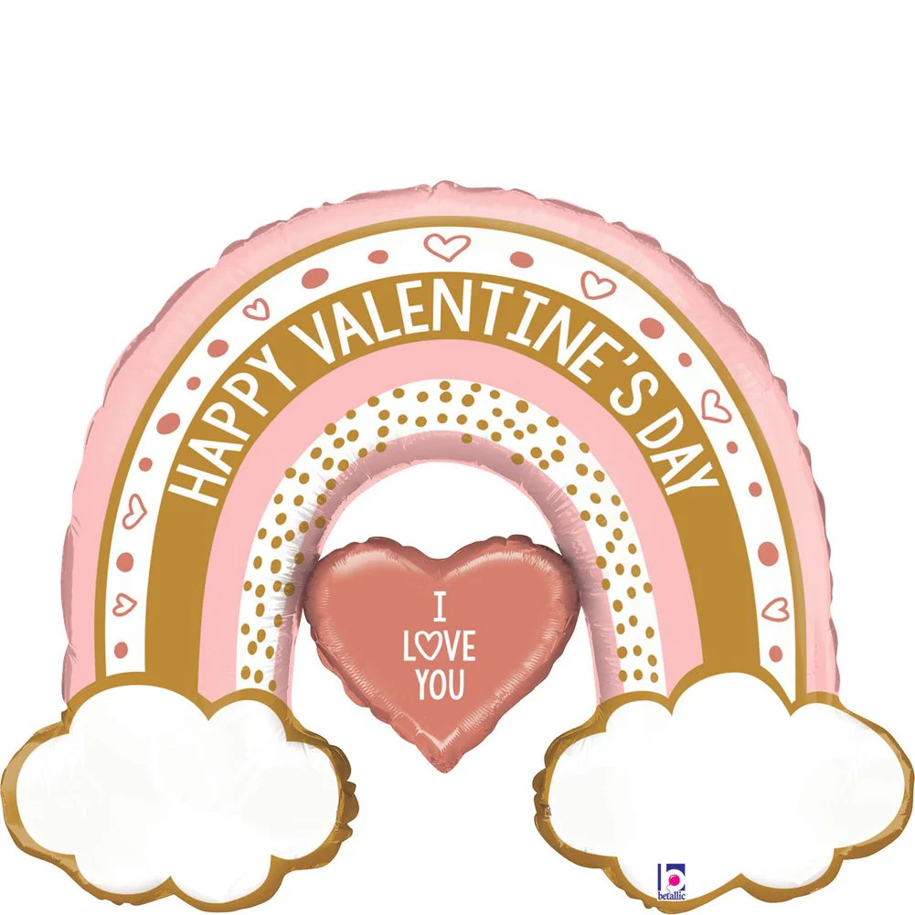 40" Rose Gold Valentine Rainbow Shape Foil Balloon (1ct)
