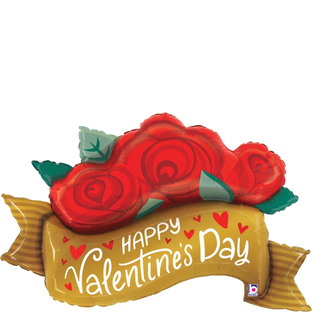 41" Valentine Red Rose Banner Foil Balloon (1ct)
