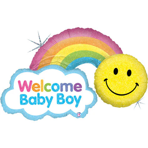 45" Rainbow Baby Boy Holographic