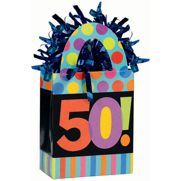 50th Birthday Dots And Stripes 5.7 oz Balloon Weight