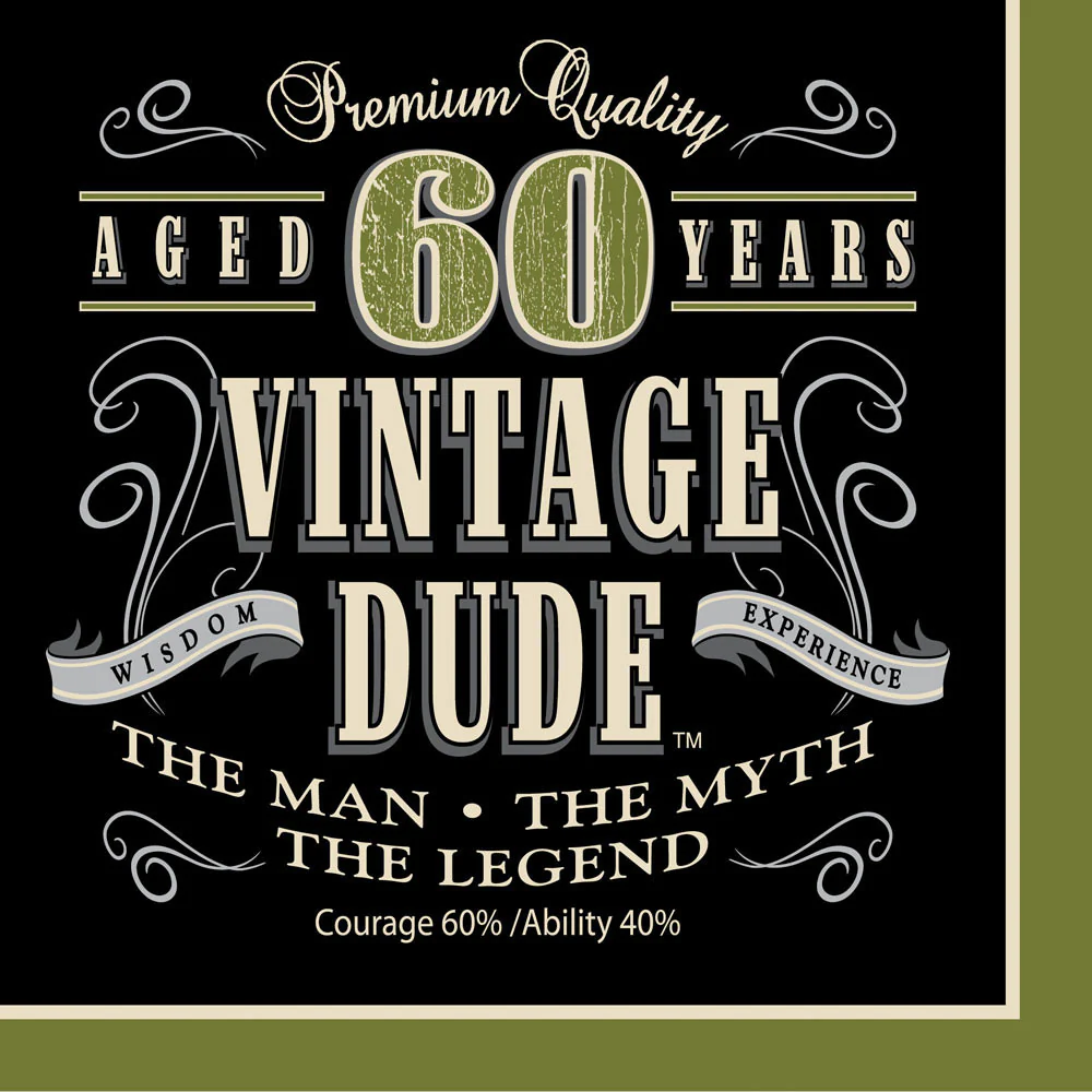 60 Vintage Dude Luncheon Napkins (16ct)
