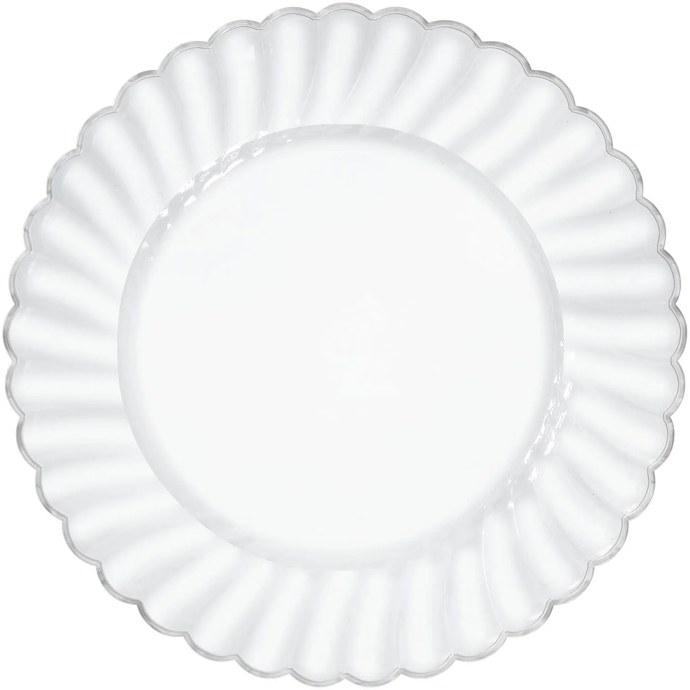 7" Scallop Plates Clear w/Metal Trim