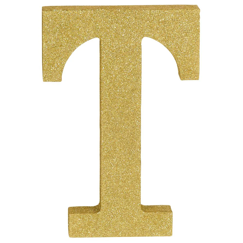 9" Gold Glitter MDF Letter T