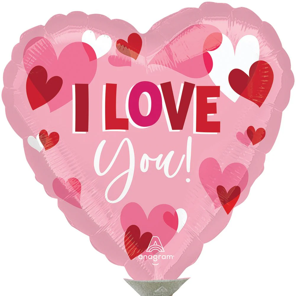 9" I Love You Playful Hearts Mini Foil Balloon (1ct)