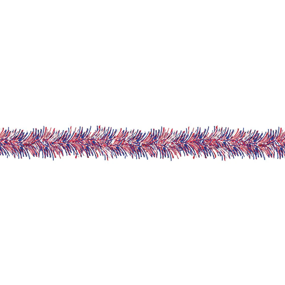 9' Red White and Blue Tinsel Garland