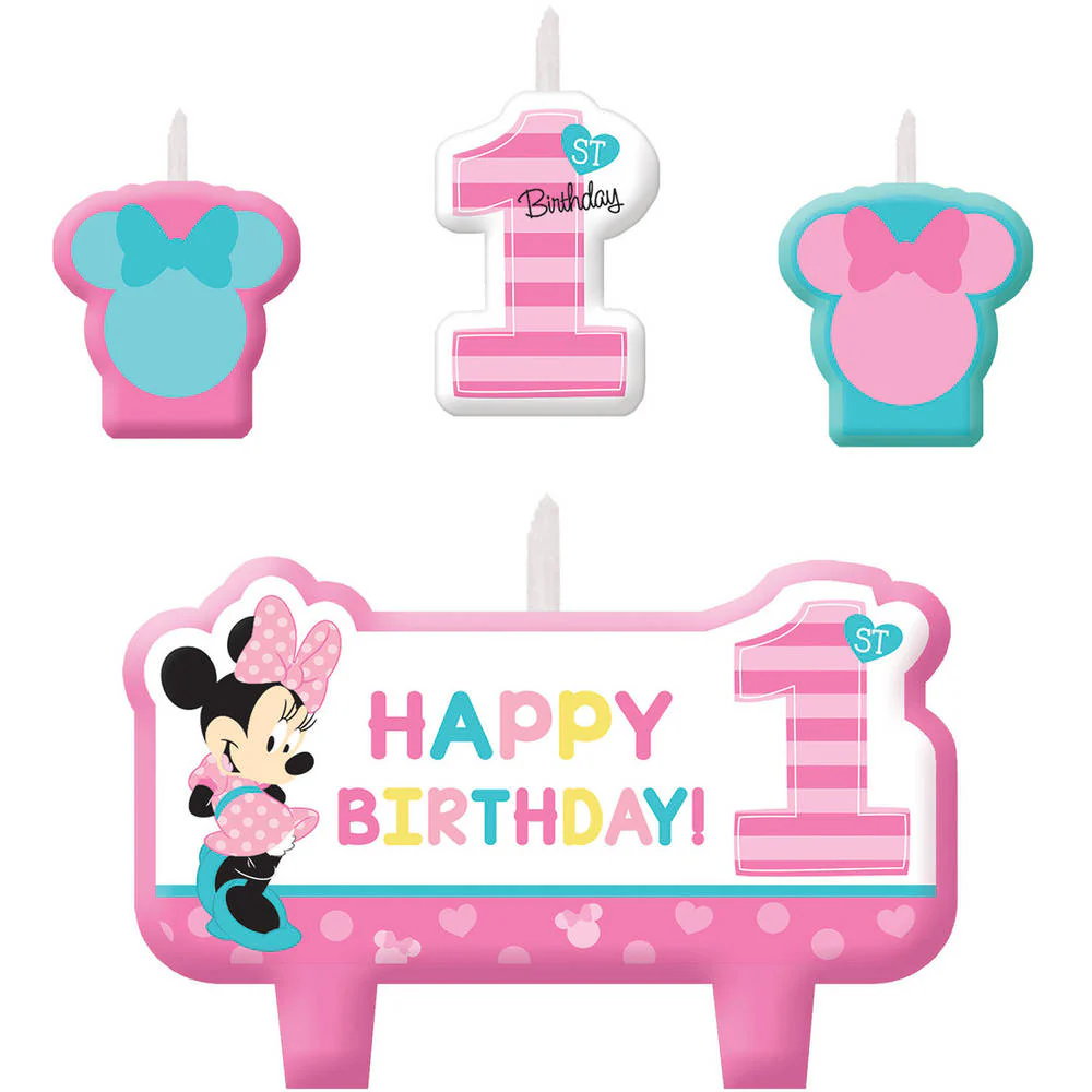 Amscan Minnie Fun To Be One Candle Sets (4 ct)