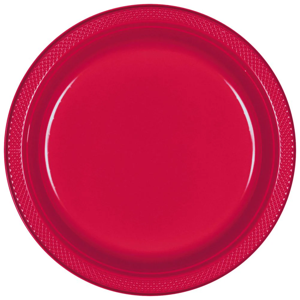 Apple Red Plastic Dessert Plates (20ct)