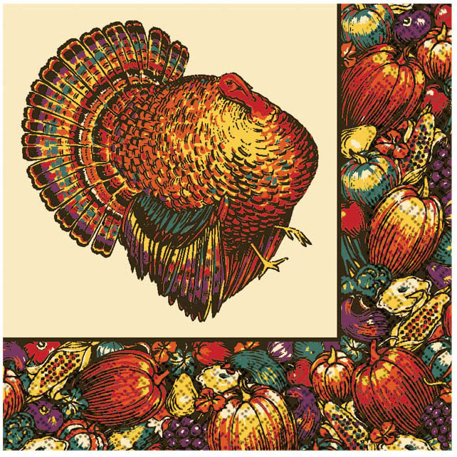 Autumn Turkey Beverage Napkins (30ct)