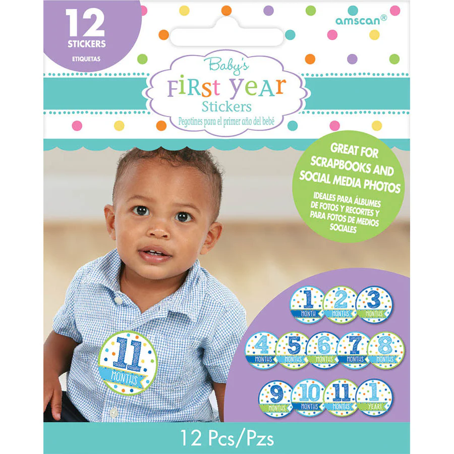 Baby Boys First Year Sticker Sheets (12 ct)