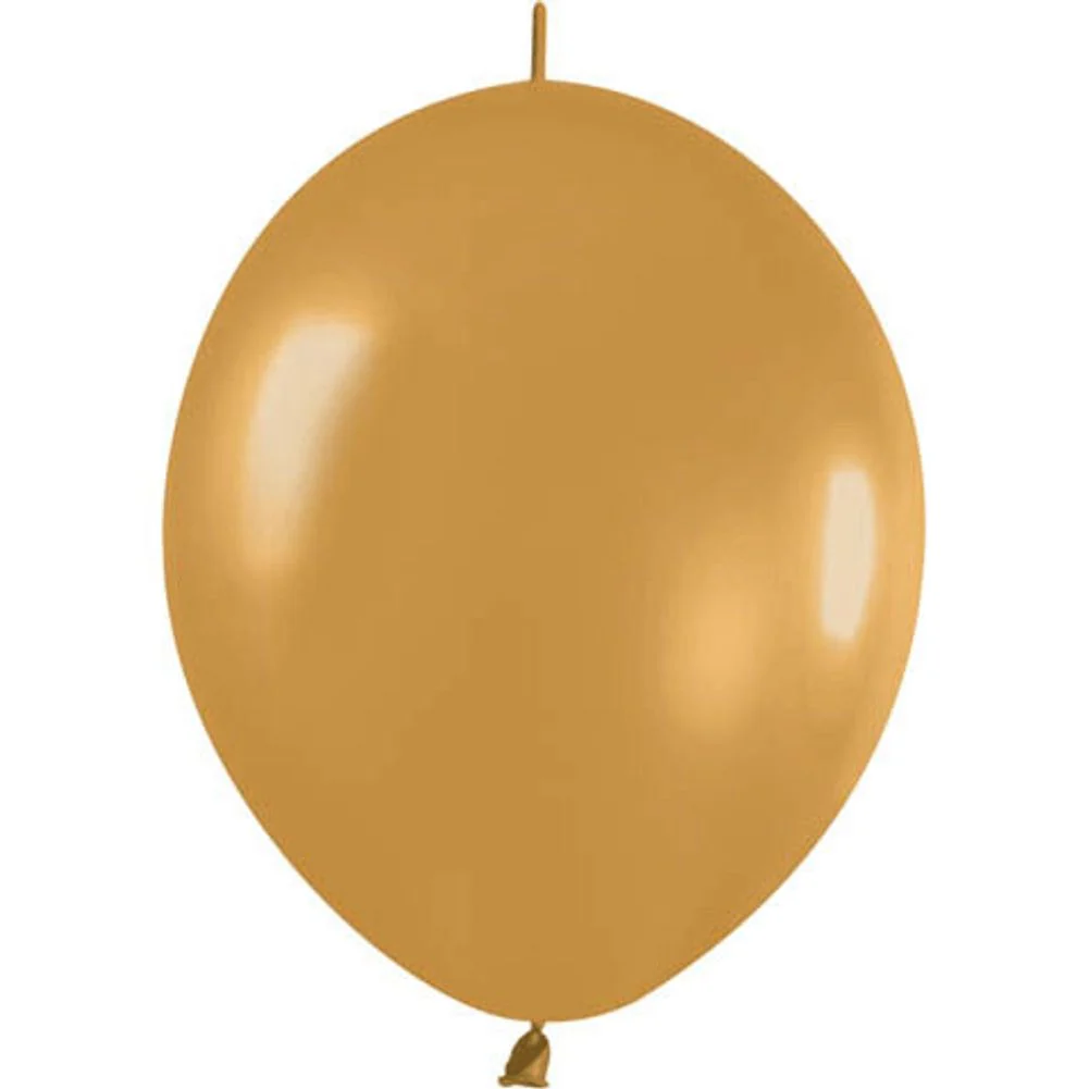 Sempertex 12" Metallic Gold Link-O-Loon Latex Balloons (50ct)