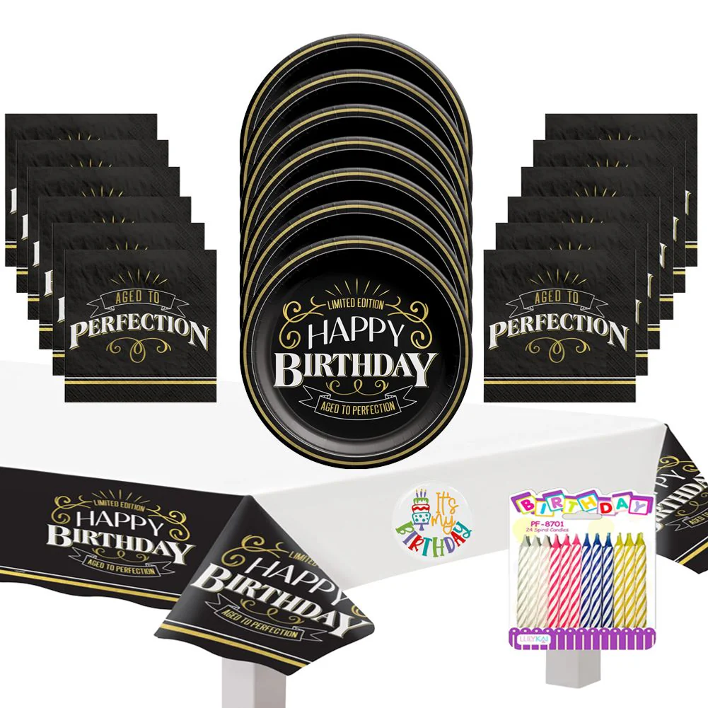 Better with Age Deluxe Tableware Party Kit for Pizza (16 Guests)
