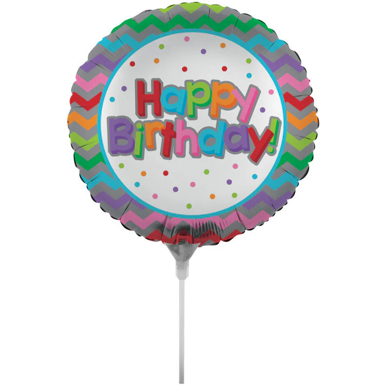 Birthday Chevron 18" Air Filled Foil Balloon with Stick