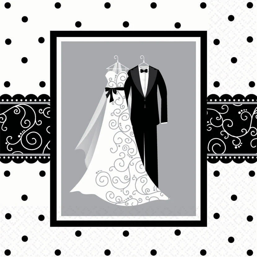 Black and White Wedding Luncheon Napkins (16ct)