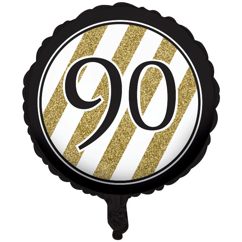 Black & Gold 90 18" Round Foil Balloon