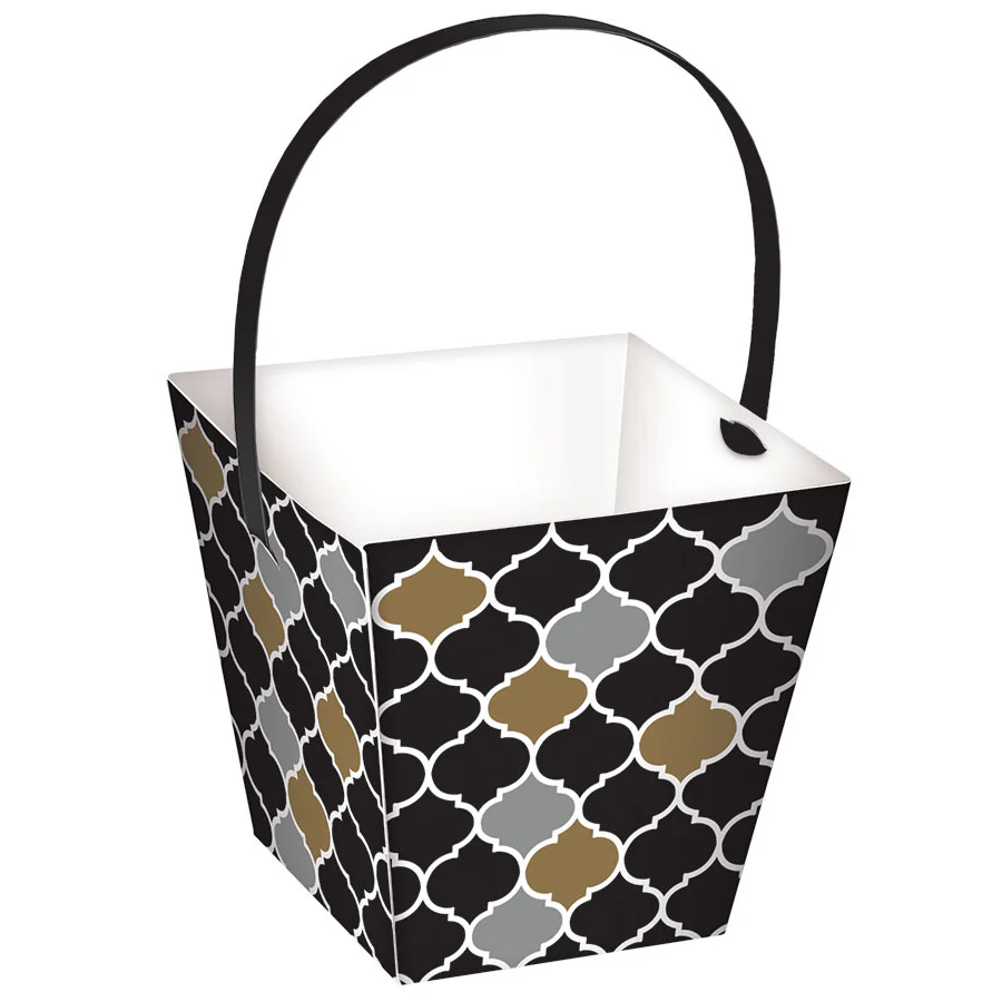 Black, Gold, and Silver Square Treat Cups (24 ct)