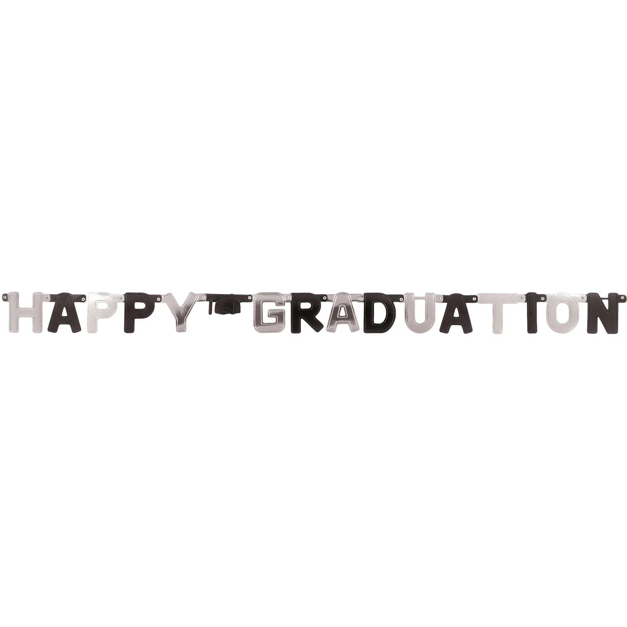 Black/Gold Happy Graduation Banner
