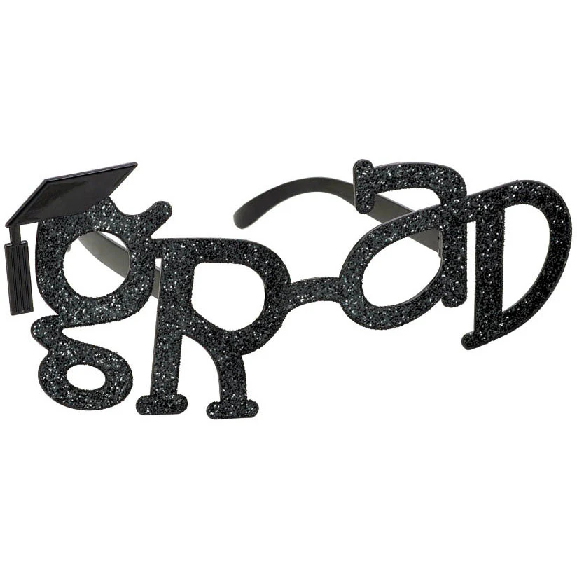 Black Grad Shape Glitter Glasses